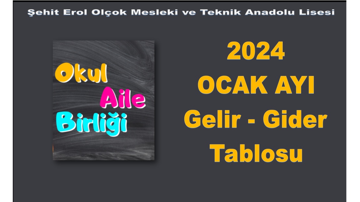 OKUL AİLE BİRLİĞİ OCAK AYI GELİR GİDER TABLOSU